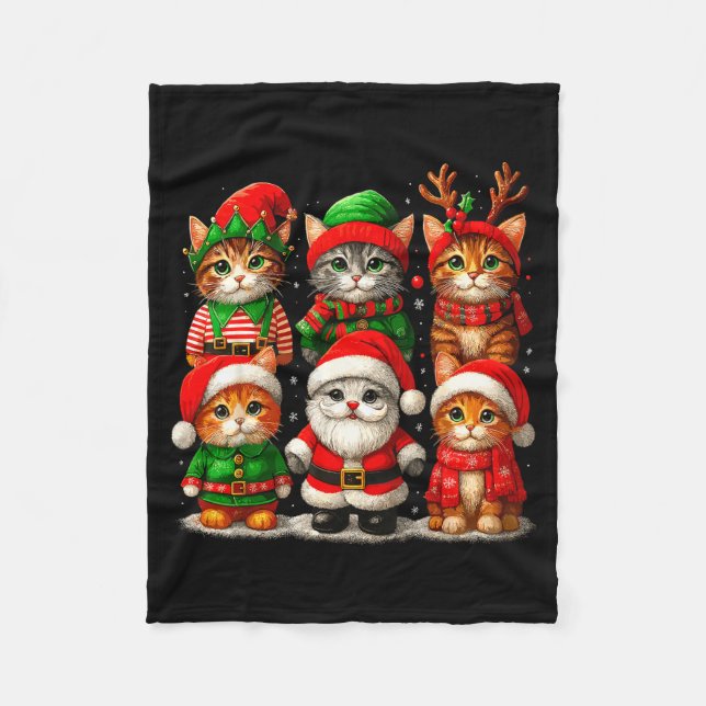 Cute Christmas Cats  Fleece Blanket (Front)
