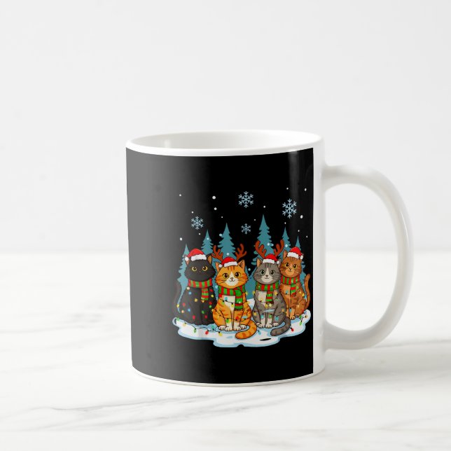 Cute Christmas Cats Funny Holiday Kitten Lights Sa Coffee Mug (Right)