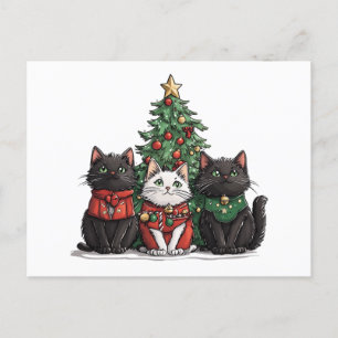 Cute Christmas Cats Holiday Postcard