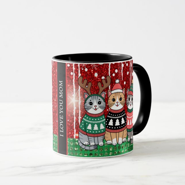 Cute Christmas Cats I love you Mum Mug (Front Right)