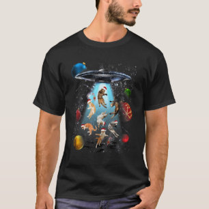 Cute Christmas Cats In Space Ornaments Graphic T-Shirt