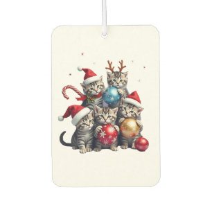 Cute Christmas Cats In Space Ornaments T-Shirt Car Air Freshener