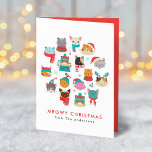 Cute Christmas Cats Meowy Christmas Holiday Card<br><div class="desc">Say "Meowy Christmas" to your loved ones with our cute Christmas cats holiday card. The front of the card features a circle of cute cats wearing winter hats and scarves in a red and turquoise color scheme. Personalize the front of the card by adding a custom greeting and your name....</div>