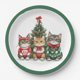 Cute Christmas Cats Paper Plate