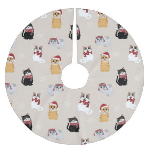 Cute Christmas Cats Pattern Brushed Polyester Tree Skirt