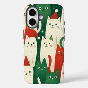 Cute Christmas Cats Pattern – Festive Holiday Cat  iPhone 16 Case