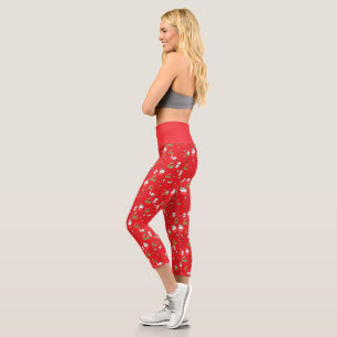 Cute Christmas Cats Pattern – Festive Holiday Desi Capri Leggings