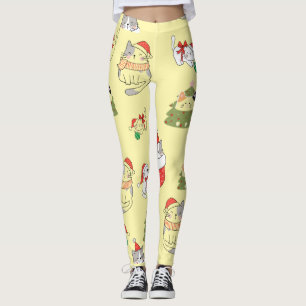 Cute Christmas Cats Pattern – Festive Holiday Desi Leggings