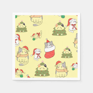 Cute Christmas Cats Pattern – Festive Holiday Desi Napkin