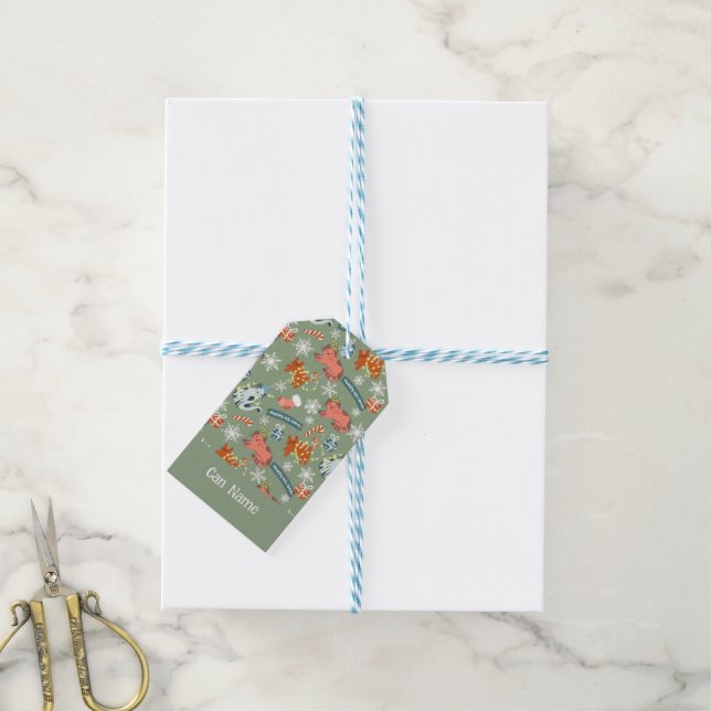 Cute Christmas Cats Pattern Gift Tags (With Twine)