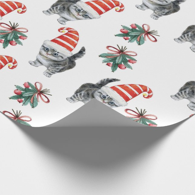 Cute Christmas Cats Pattern Wrapping Paper (Corner)