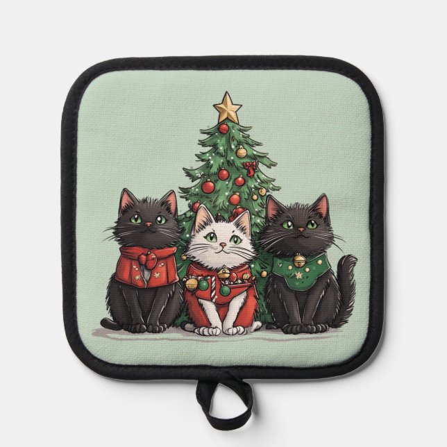Cute Christmas Cats Pot Holder (Front)
