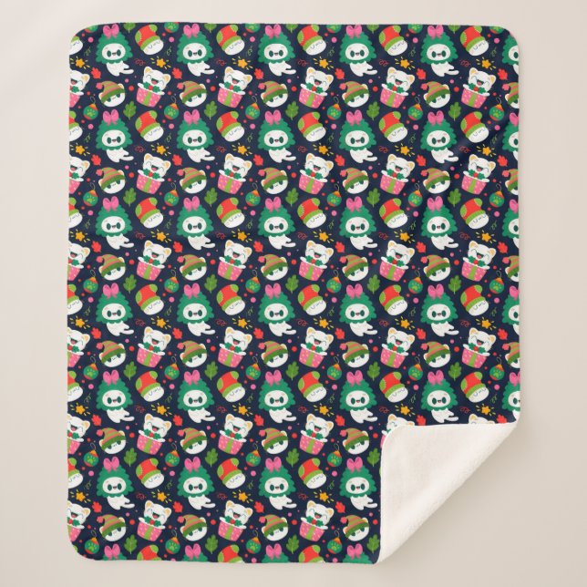 Cute Christmas Cats Sherpa Blanket (Front)