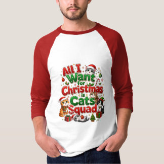 Cute Christmas Cats Squad Holiday Design T-Shirt