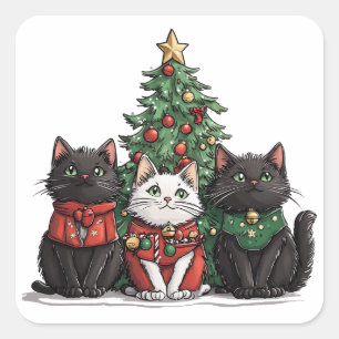 Cute Christmas Cats Square Sticker