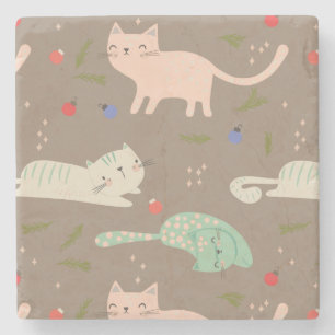Cute Christmas Cats Stone Coaster