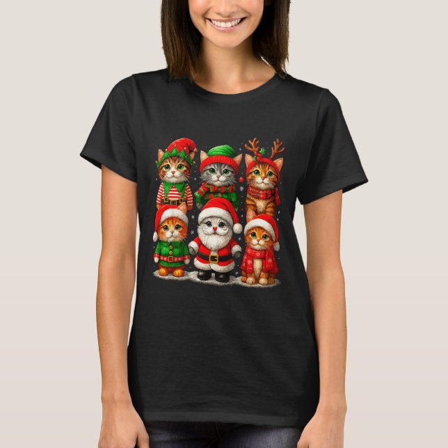 Cute Christmas Cats  T-Shirt (Front)