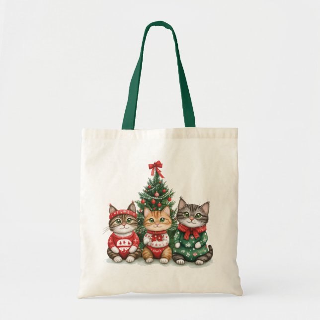 Cute Christmas Cats Tote Bag (Front)