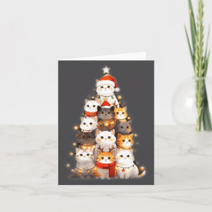 Cute Christmas Cats Tree Lights Holiday Kittens Il Card