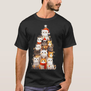 Cute Christmas Cats Tree Lights Holiday Kittens Il T-Shirt