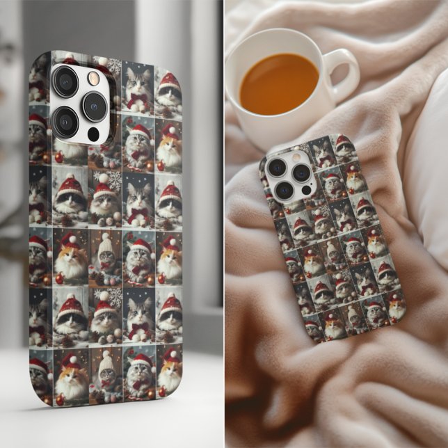 cute Christmas cats winter animals rustic Case-Mate iPhone Case (Creator Uploaded)