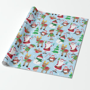 Cute Christmas Character Kids Wrapping Paper