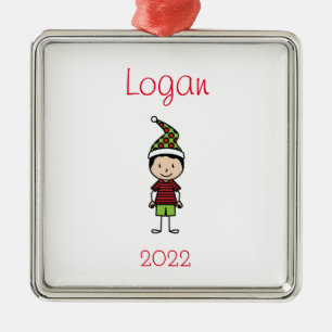 Cute Christmas Character Personalised Kids Metal Tree Decoration