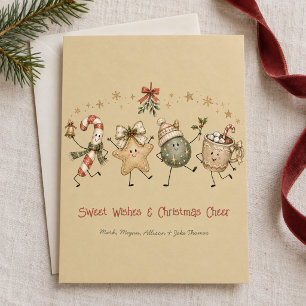 Cute Christmas Characters Personalised Family Card