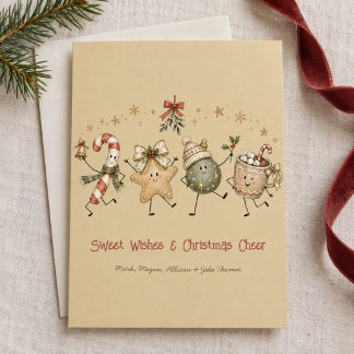 Cute Christmas Characters Personalised Family Card