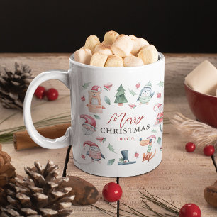 Cute Christmas Characters Personalised Holiday Coffee Mug