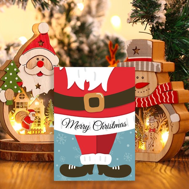 Cute Christmas Cheer Santa Suit Flat Holiday Card (Creator Uploaded)