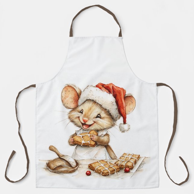 Cute Christmas Chef Mouse Apron (Front)