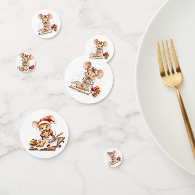 Cute Christmas Chef Mouse Confetti (Group)