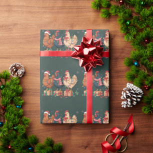 Cute Christmas Chickens Funny Holiday Farm Wrapping Paper