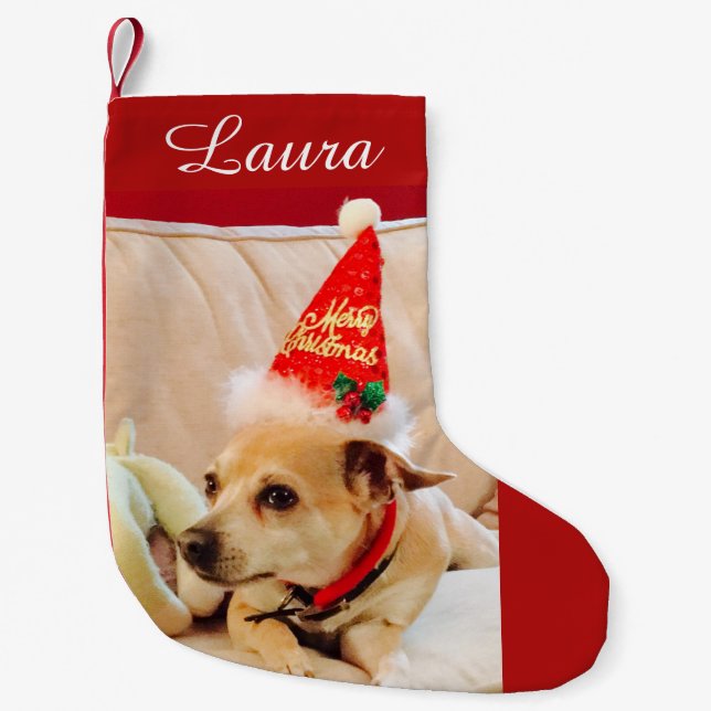Cute Christmas Chihuahua Dog 4Laura Small Christmas Stocking (Front)
