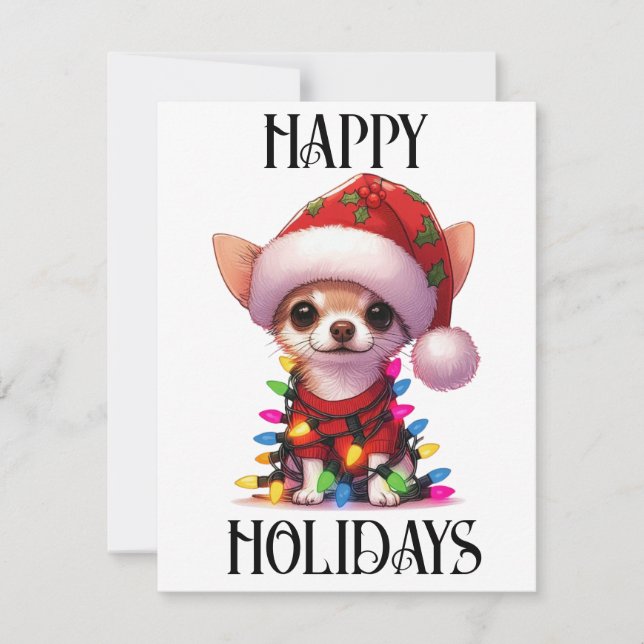Cute Christmas Chihuahua  Holiday Card (Front)
