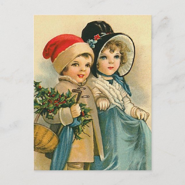 "Cute Christmas Children" Holiday Postcard (Front)