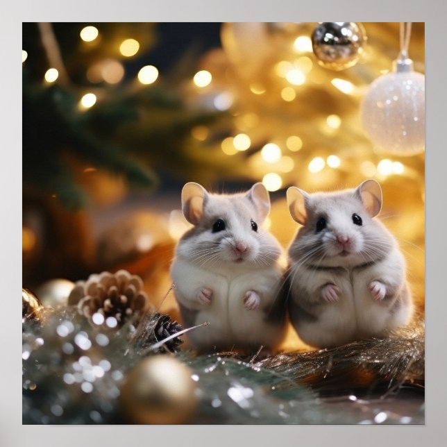 Cute Christmas Chinchillas Poster (Front)