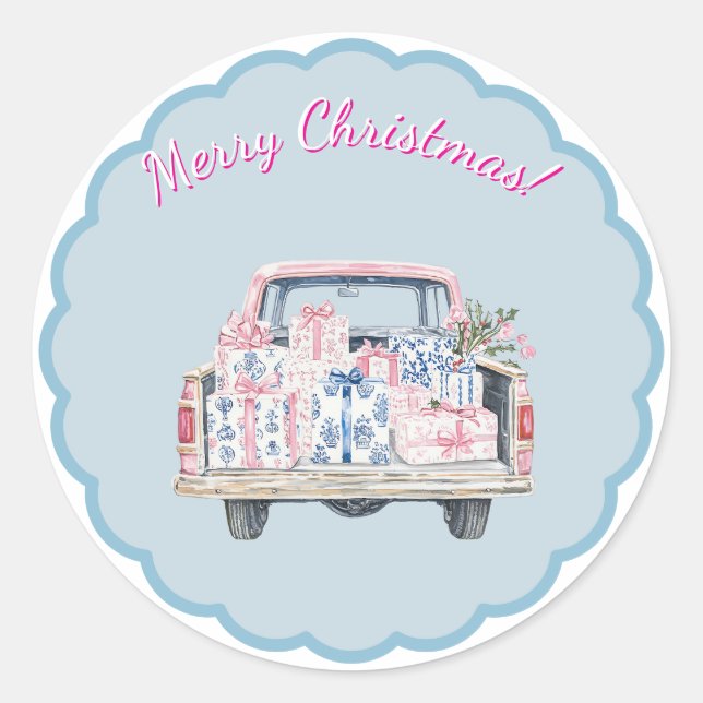 Cute Christmas Chinoiserie Sticker (Front)