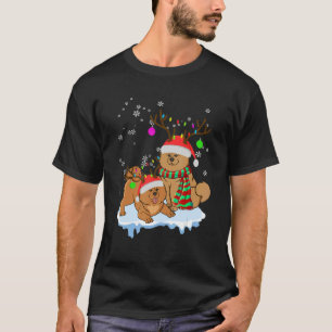 Cute Christmas Chow Chow Santa Hats Reindeer Dog T-Shirt