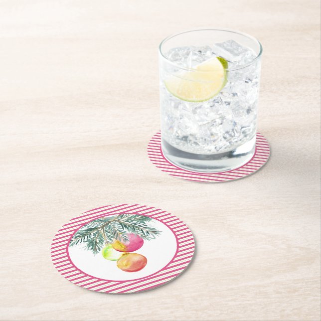 Cute Christmas Coasters Pink and Green (Insitu)
