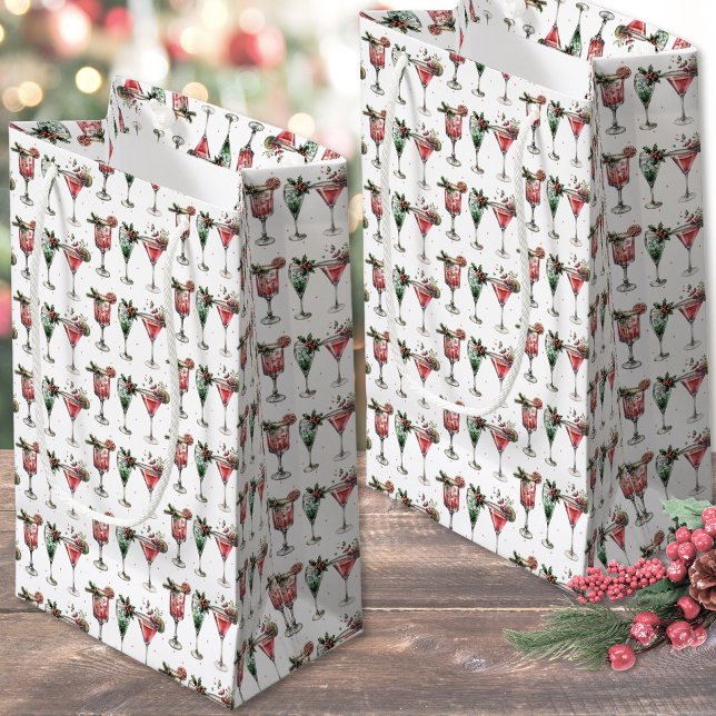 Cute Christmas Cocktail Pattern Small Gift Bag (Cute Christmas Cocktail Pattern Small Gift Bag)