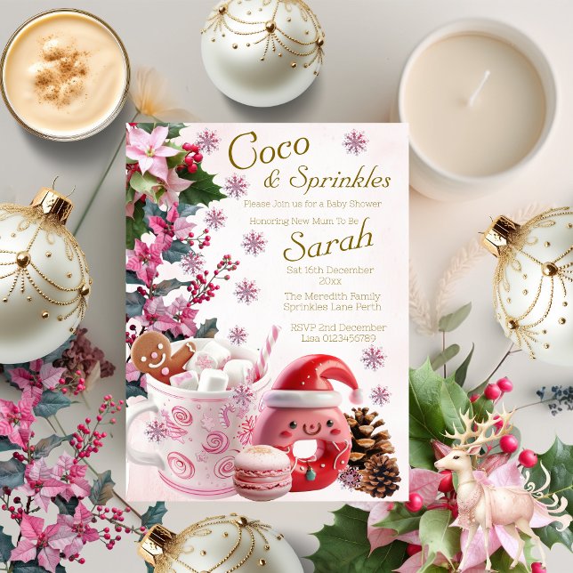 Cute Christmas Coco and Sprinkles Baby Shower  Invitation (Creator Uploaded)