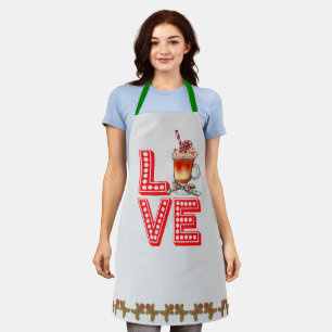 Cute Christmas Coffee Gingerbread Love Apron