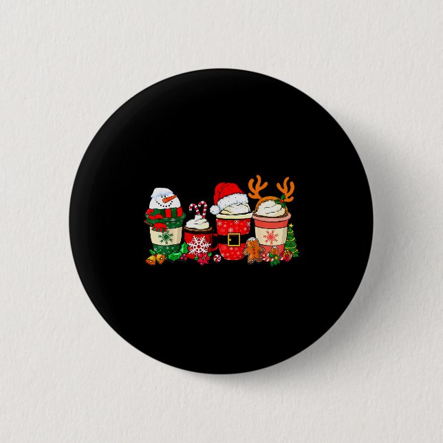 Cute Christmas Coffee Shirt Snowman Deer Santa Cof 6 Cm Round Badge (Front)