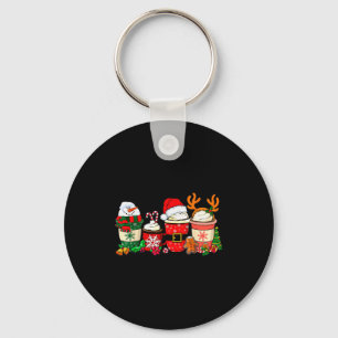 Cute Christmas Coffee Shirt Snowman Deer Santa Cof Key Ring