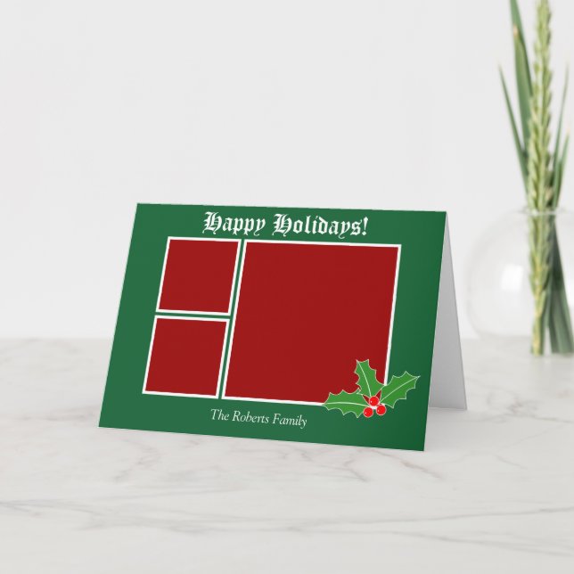 Cute Christmas collage photo greeting cards (Front)