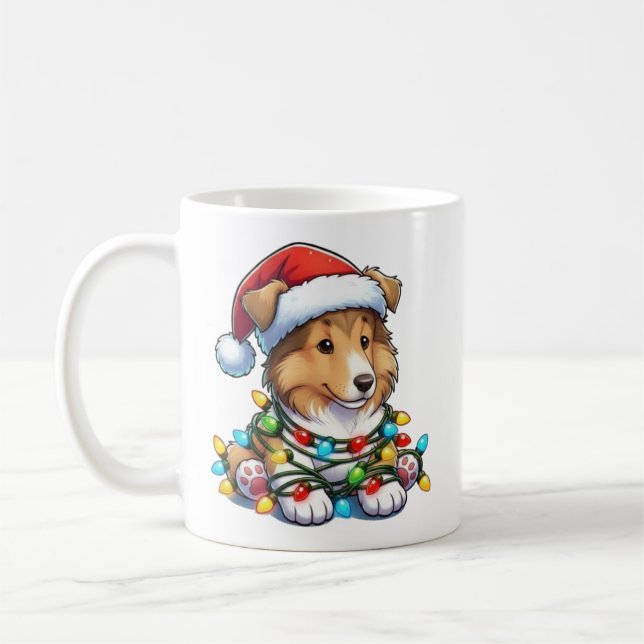 Cute Christmas Collie Mug (Left)