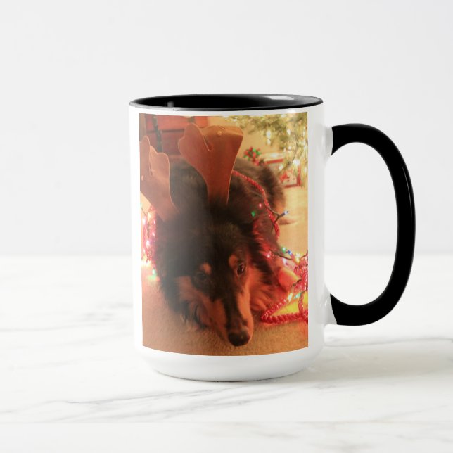Cute Christmas Collie, Olive the OTHER reindeer Mug (Right)