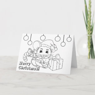 Cute Christmas Colouring Card